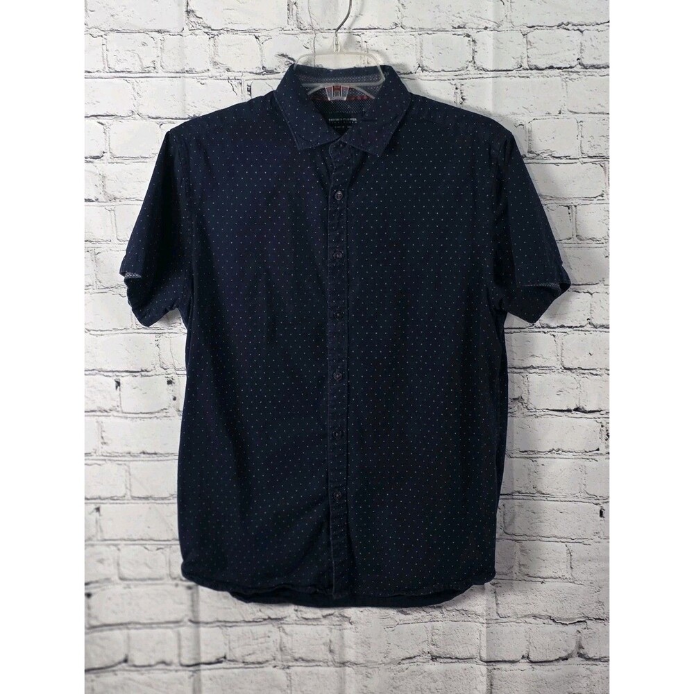 Denim & Flower Ricky Singh Shirt Men's Small Blue Poka Dot Button Down Shirt